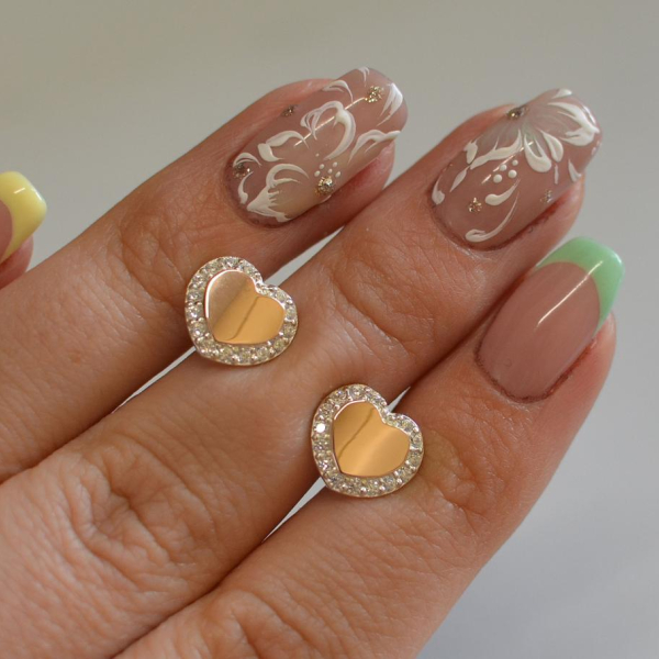 Сережки-вкрутки срібні з золотими пластинами