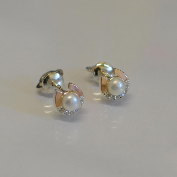 Сережки гвоздики з жемчугом