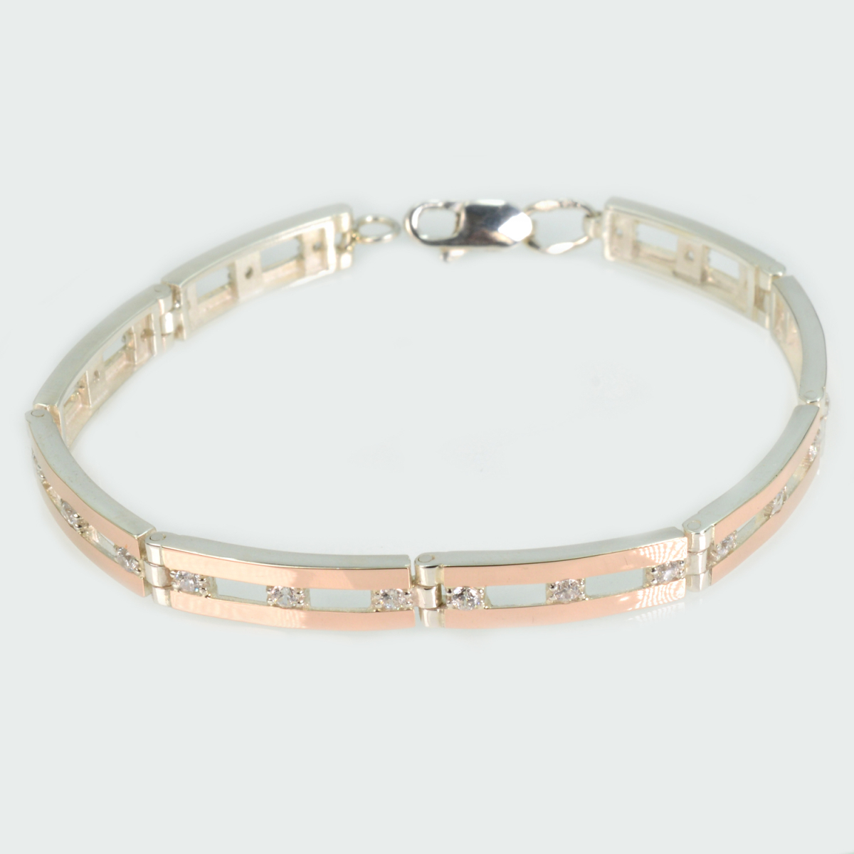 Серебряный браслет с золотыми вставками