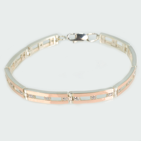 Серебряный браслет с золотыми вставками