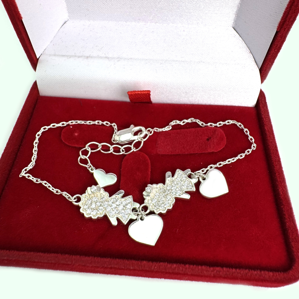 Срібний браслет для мами "Дві дівчинки з бантиками", Бр1037