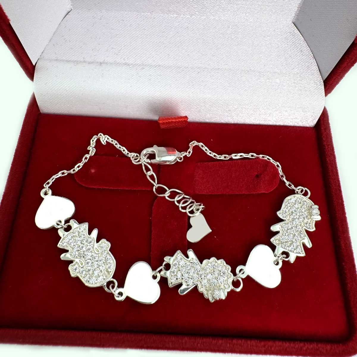 Срібний браслет для мами "Три дівчинки", Бр1043