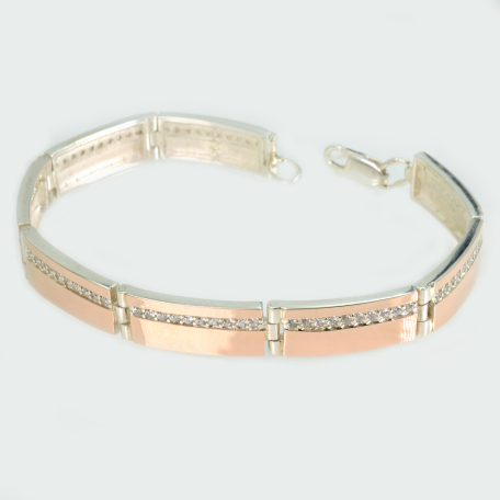 Серебряный браслет с золотыми вставками