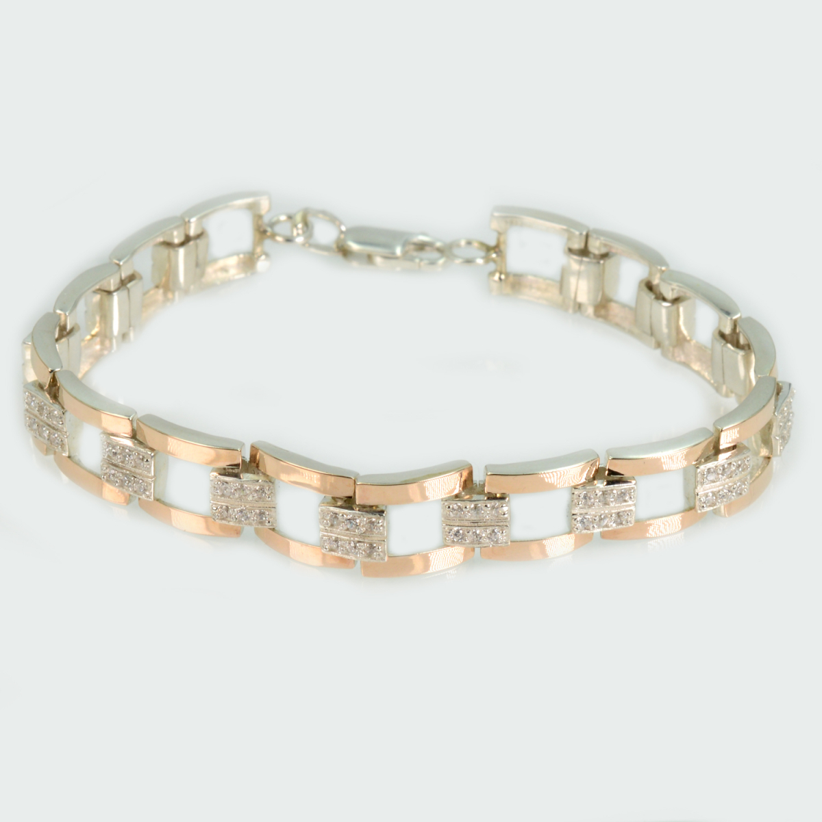 Серебряный браслет с золотыми пластинами