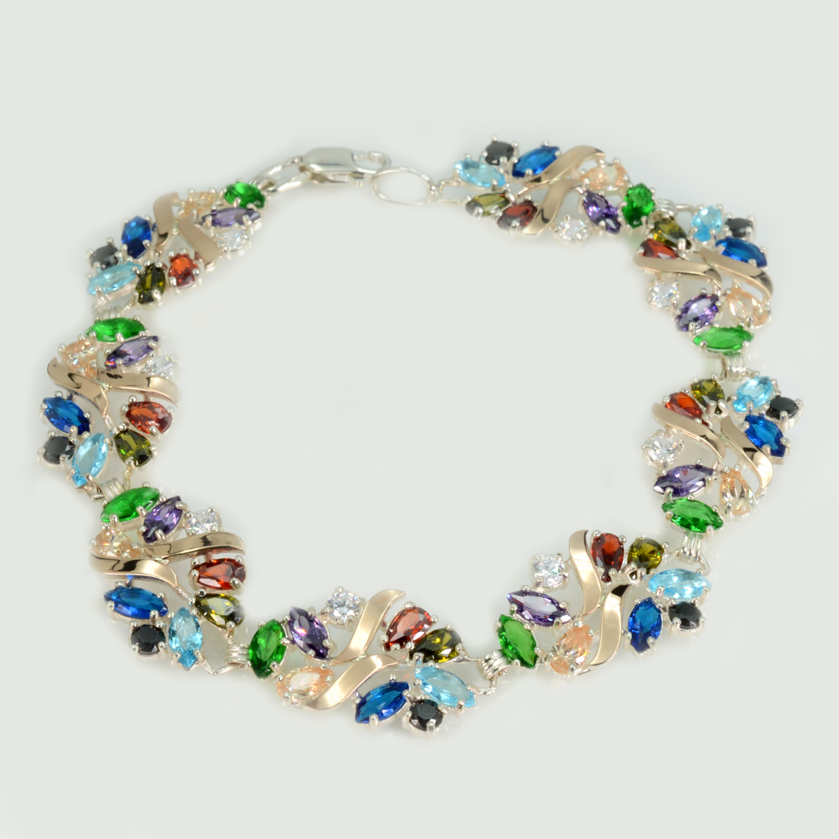 Срібний браслет з золотими вставками