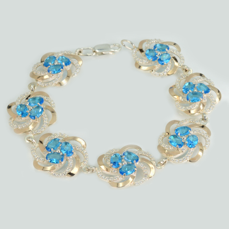 Серебряный браслет с золотыми пластинами