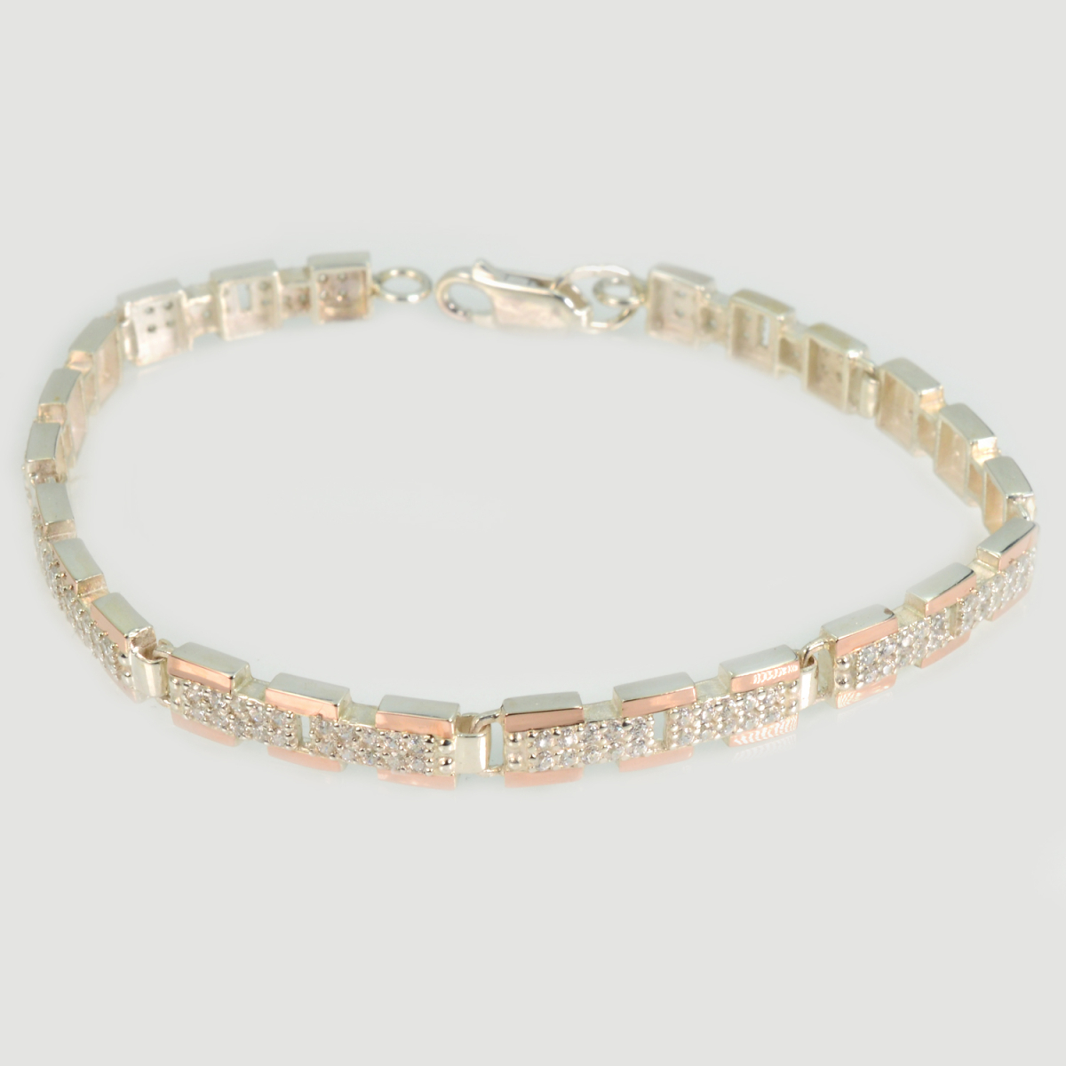 Срібний браслет з золотими пластинами