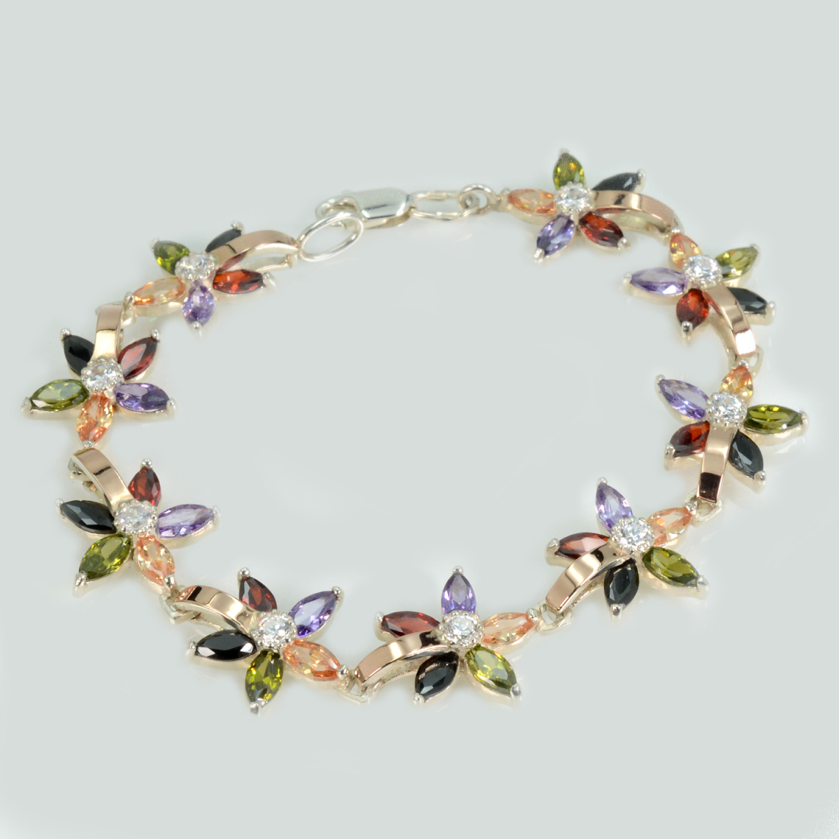 Срібний браслет з напайками із золота