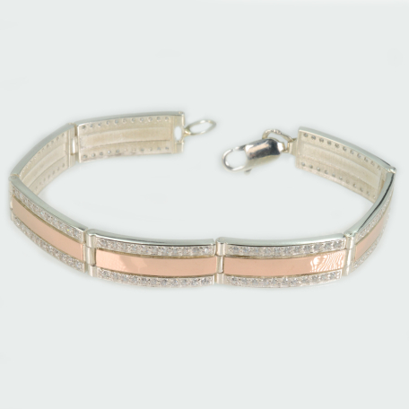 Серебряный браслет с пластинами из золота