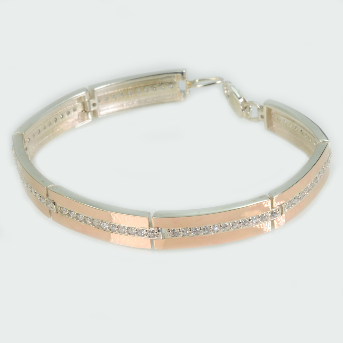 Срібний браслет  з накладками з золота