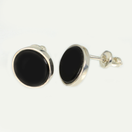 Серебряные серьги-гвоздики с ониксом