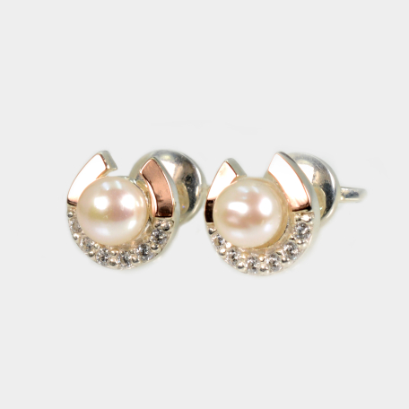 Серебряные вкрутки с жемчугом