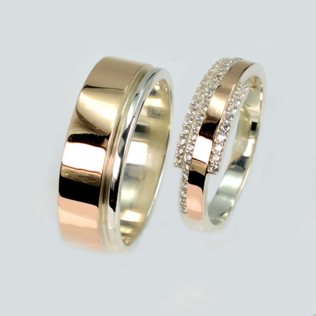 Пара срібних обручок з пластинами золота