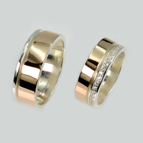 Пара обручок зі срібла та золота