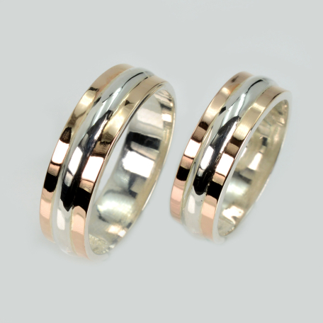 Пара срібних обручок з пластинами золота