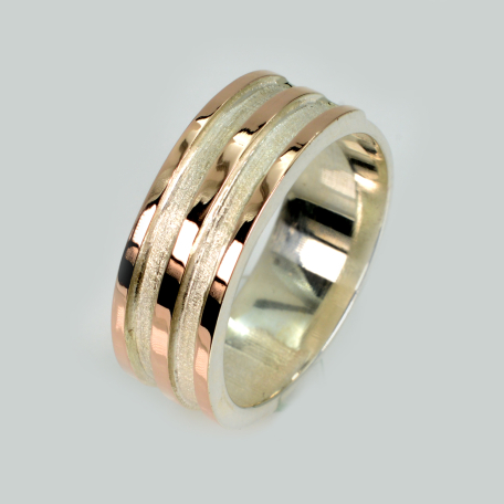 Обручальное кольцо серебро с золотом