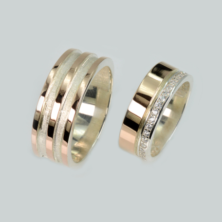 Пара обручок зі срібла та золота