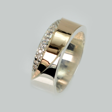 Обручальное кольцо серебро с золотом