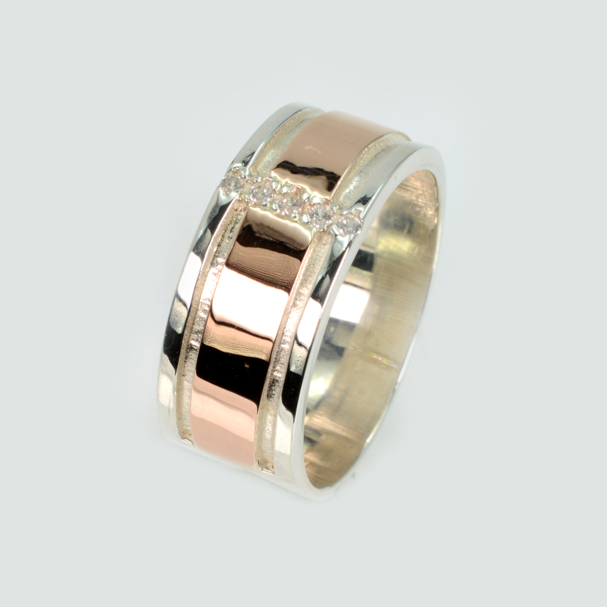 Обручка із срібла з золотом