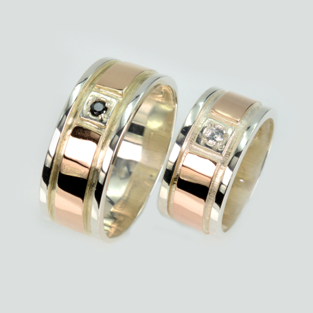 Пара срібних обручок з пластинами золота