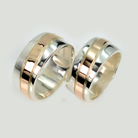 Пара срібних обручок з пластинами золота