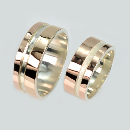 Пара срібних обручок з пластинами золота