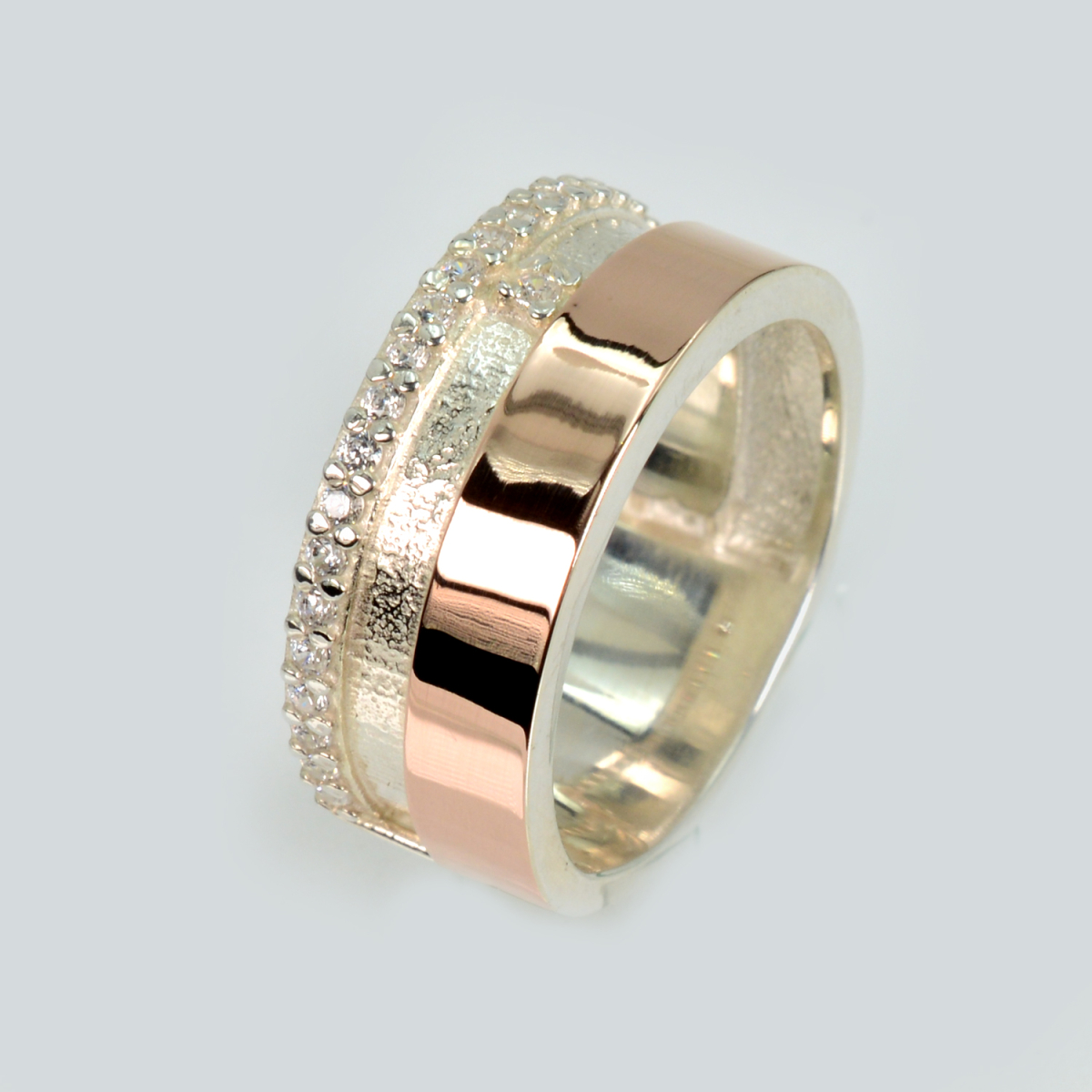 Обручка срібло з золотом