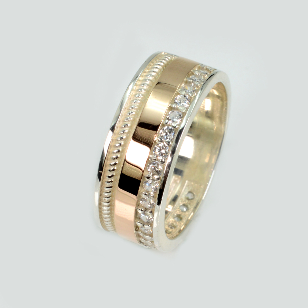 Обручка із срібла з золотом