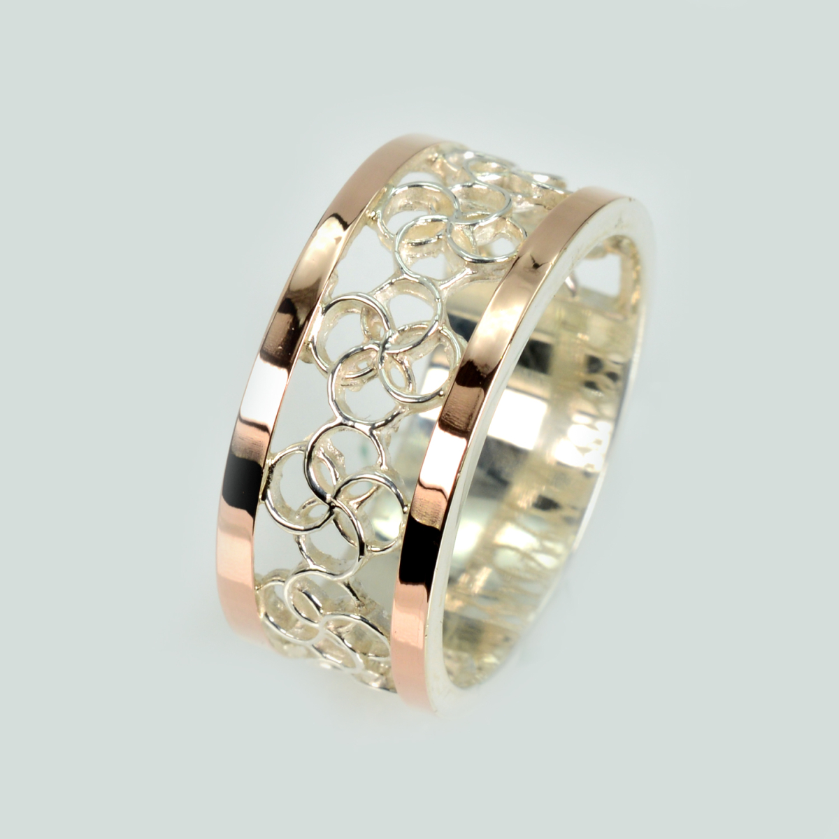 Обручка із срібла з золотом