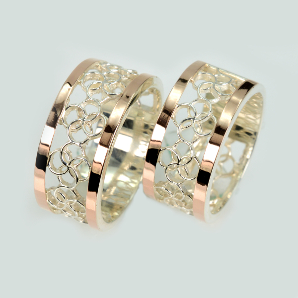 Обручка із срібла з золотом