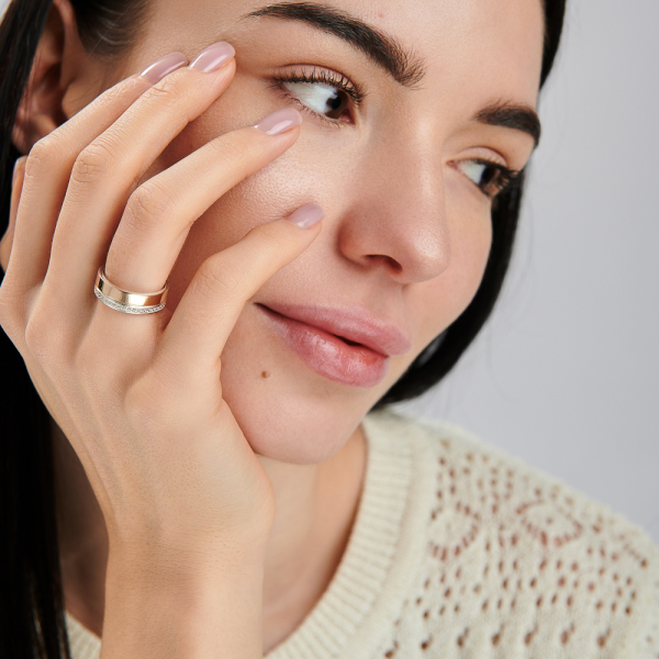 Обручка срібло з золотом