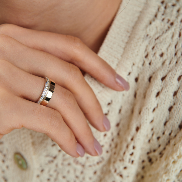 Обручка срібло з золотом