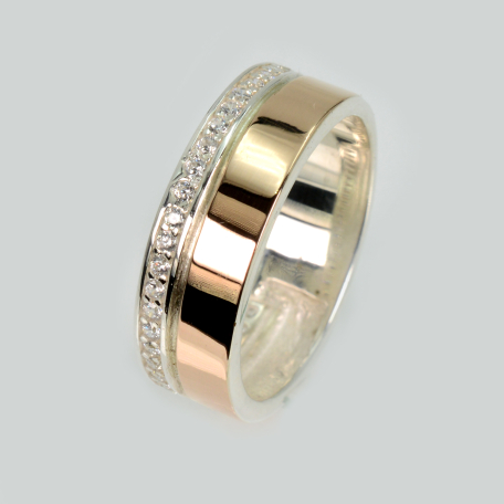 Обручальное кольцо серебро с золотом