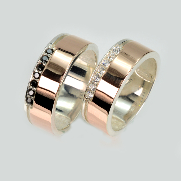 Обручка срібло з золотом