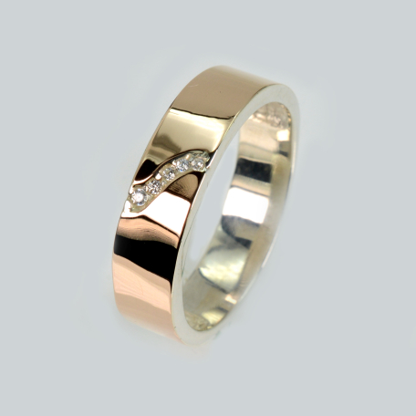 Обручальное кольцо серебро с золотом