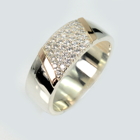 Обручальное кольцо серебро с золотом