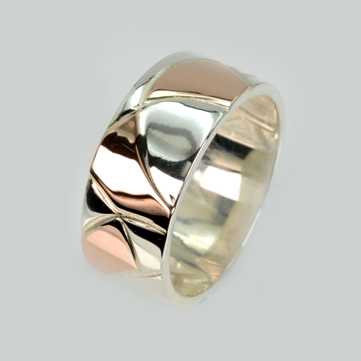 Обручка срібло з золотом