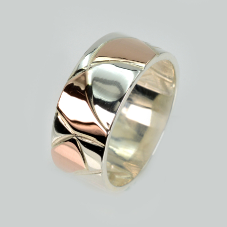 Обручальное кольцо серебро с золотом