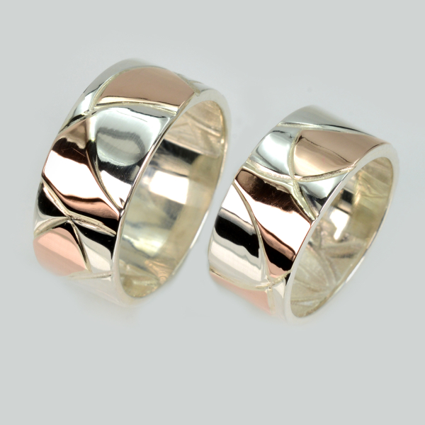 Обручка срібло з золотом