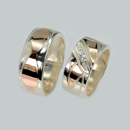 Пара обручок зі срібла та золота