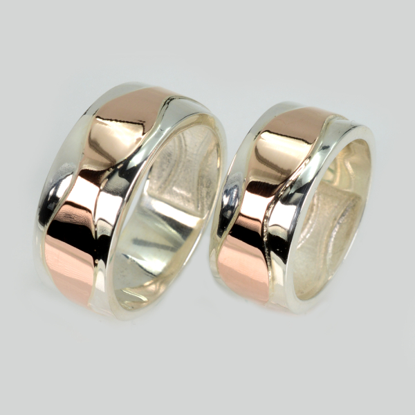 Обручка срібло з золотом