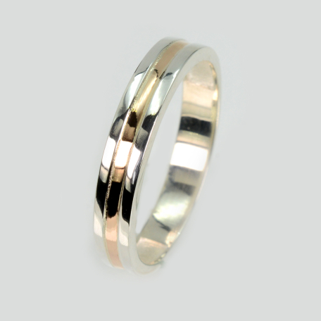 Обручальное кольцо серебро с золотом