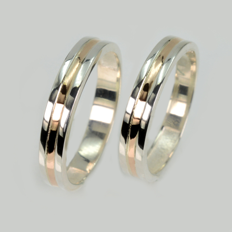 Пара срібних обручок з пластинами золота