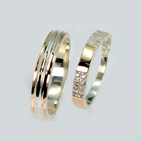 Пара обручок зі срібла та золота