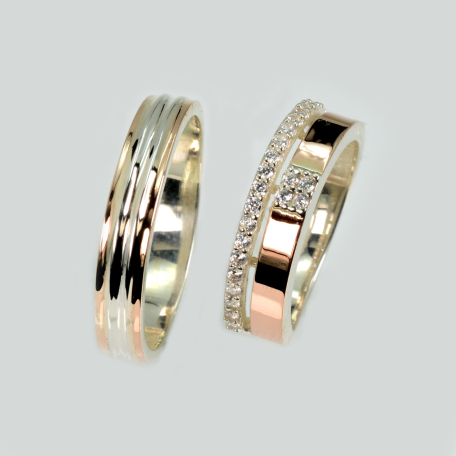 Пара обручок зі срібла та золота