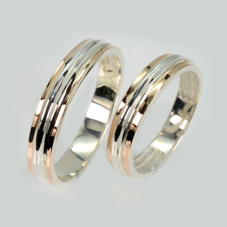 Пара срібних обручок з пластинами золота