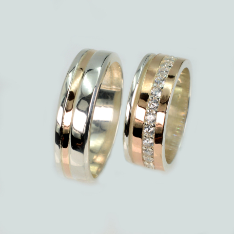 Пара обручок зі срібла та золота