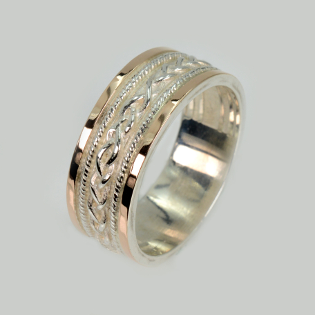 Обручальное кольцо серебро с золотом