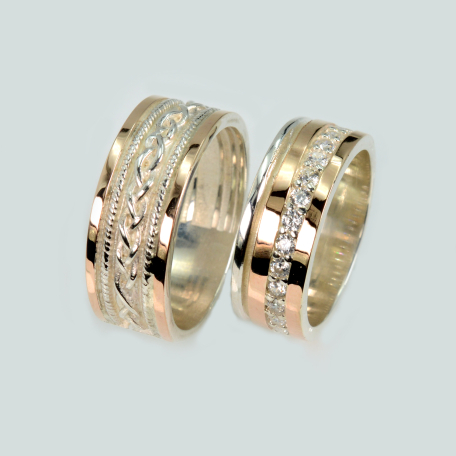 Пара обручок зі срібла та золота