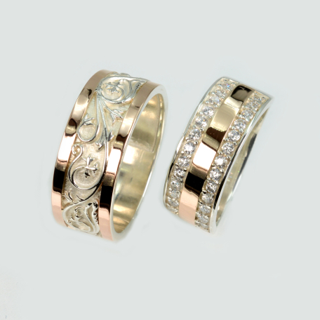 Пара обручок зі срібла та золота